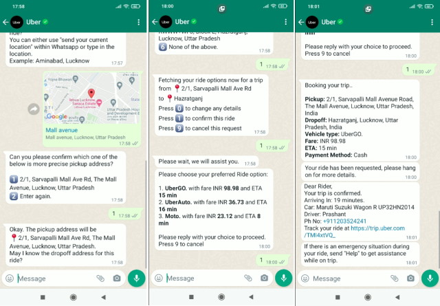 You Can Now Book an Uber Cab via WhatsApp in India; Here’s How It Works!