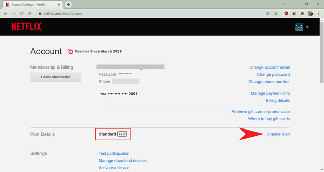change plan on netflix