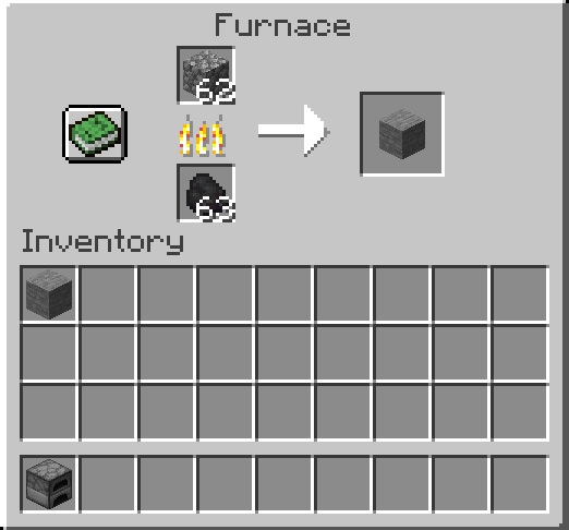 cobblestone in furnace to make stone