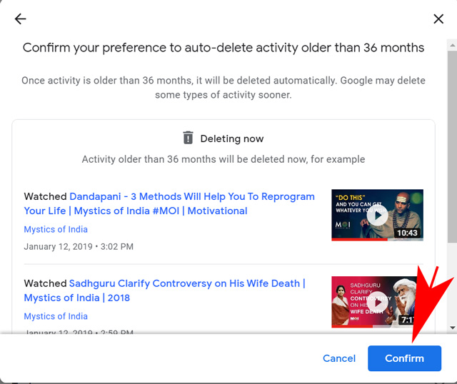 confirm auto-deletion from YouTube