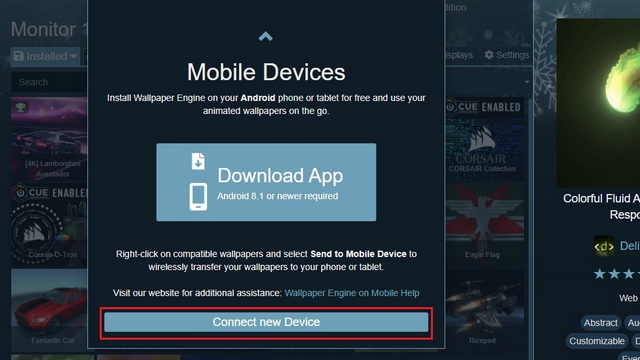 connect new device wallpaper engine
