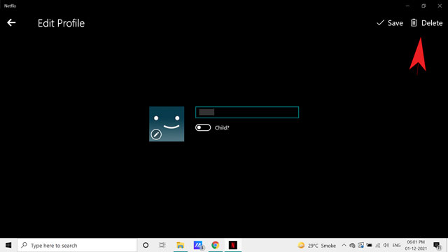 delete netflix profile using netflix app