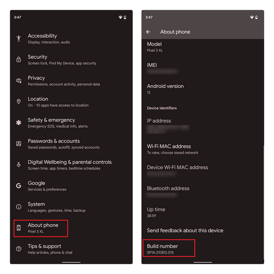 enable dev mode android