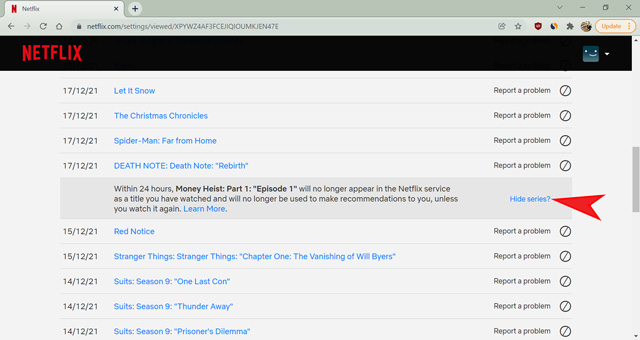 hide entire series from netflix