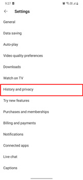 History And Privacy On Youtube App