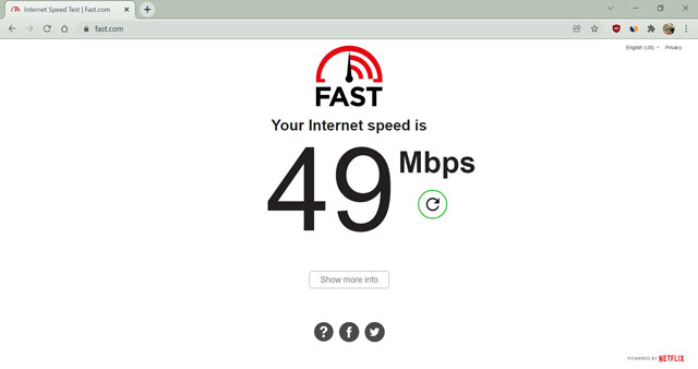 internet speed on fast.com for watching netflix in 4k