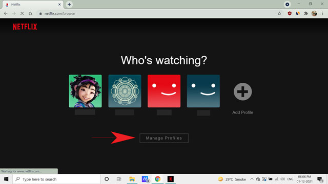 manage profile option on netflix