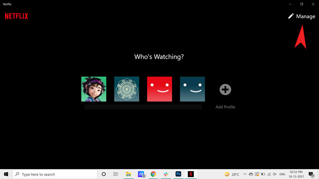 manage profile on netflix desktop app