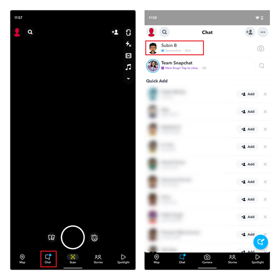 open chat window snapchat