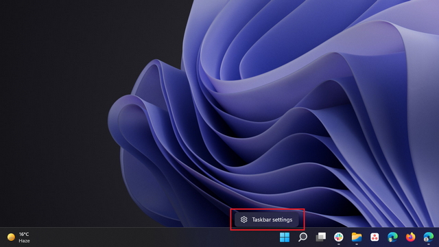 open taskbar settings to disable Weather Widget on Windows 11 