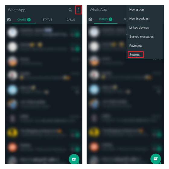 open whatsapp settings