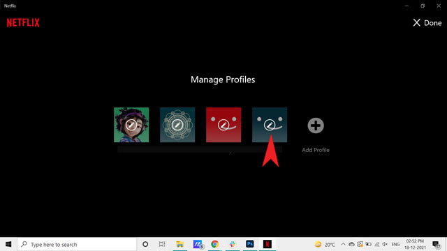 pencil icon while editing netflix profile