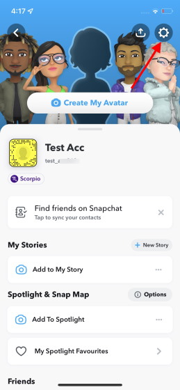 доступ к настройкам Snapchat 