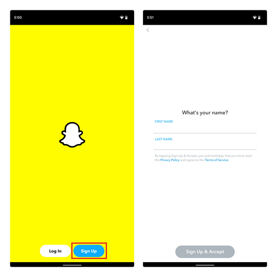 Registrarse en Snapchat
