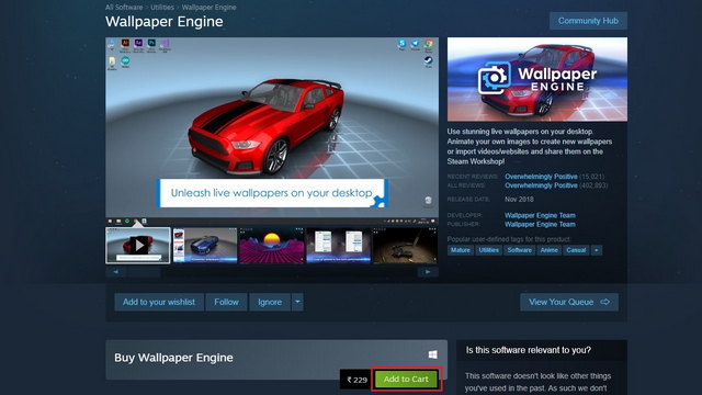 Wallpaper Engine has a library of live wallpapers that will spruce up your setup.
