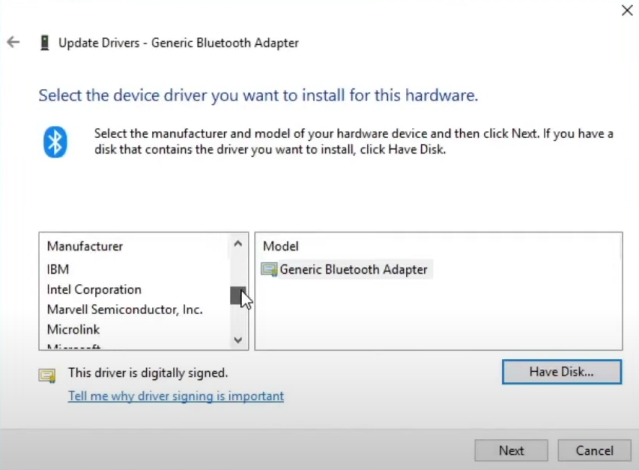 should i have generic bluetooth adapter driver