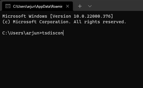 tsdiscon - enter in cmd window