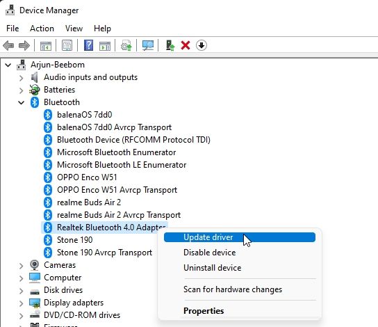 3. Update Bluetooth Drivers