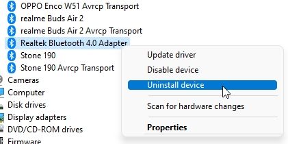 4. Re-install Bluetooth Driver