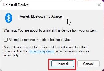 4. Re-install Bluetooth Driver