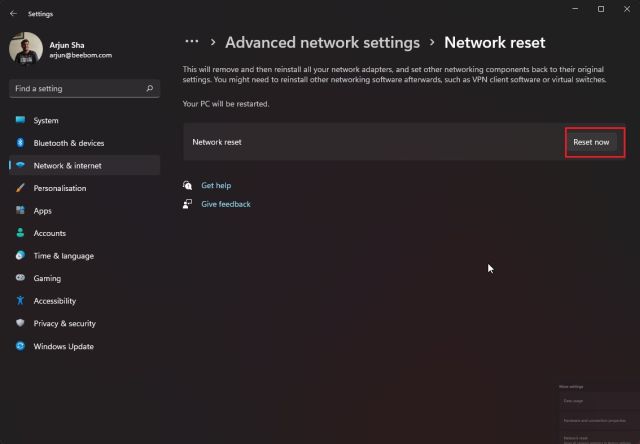 9. Reset Network Settings