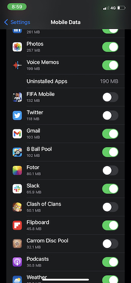 Allow only specific apps to access your cellular data on iPhone 