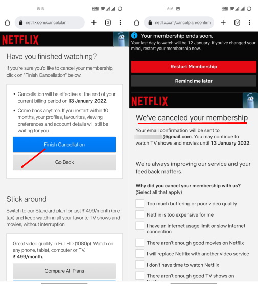 CANCEL NETFLIX MEMBERSHIP ON ANDROID