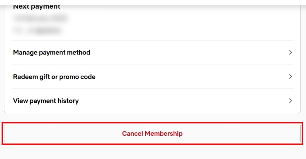 Cancel Member on Netflix Web