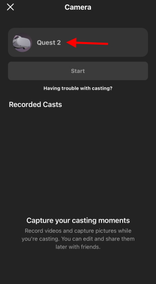 Wählen Sie Quest 2 App