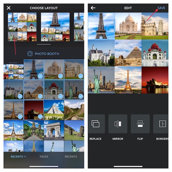 Créez un collage de photos à l'aide de Layout à partir d'Instagram sur iPhone 