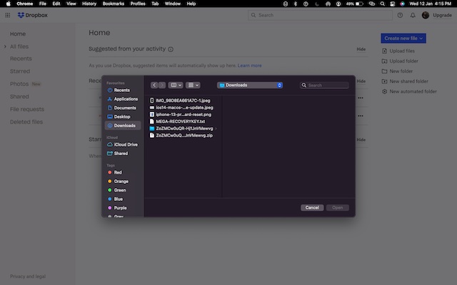 Dropbox cloud storage