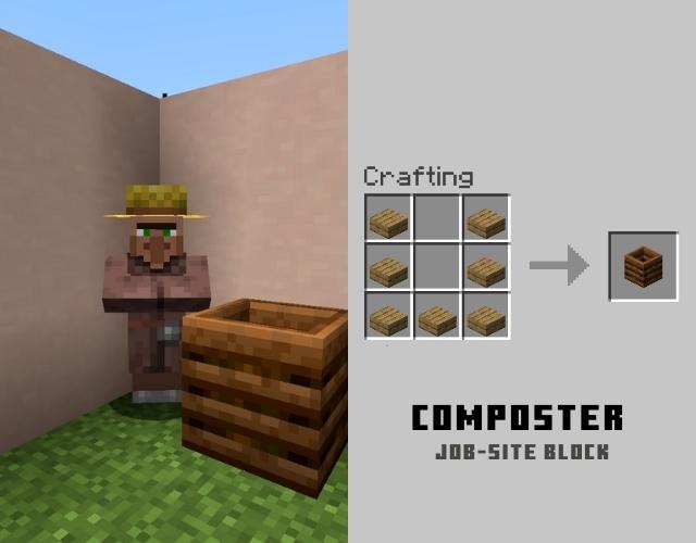 Farmer with composter in Minecraft