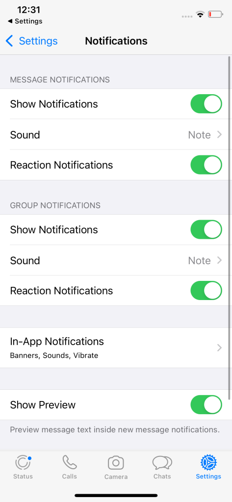 whatsapp message reaction settings on ios beta