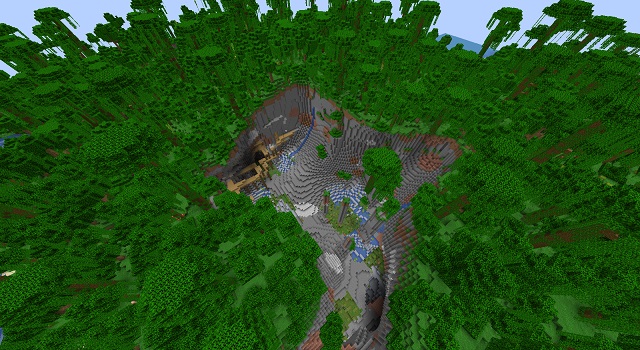 Selva con un agujero gigante - Minecraft 1.18 Jungle Seeds