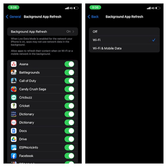 Manage background app refresh on iPhone