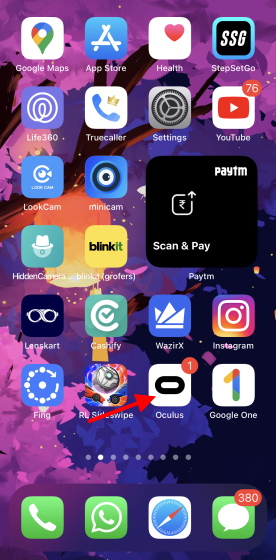 oculus app button