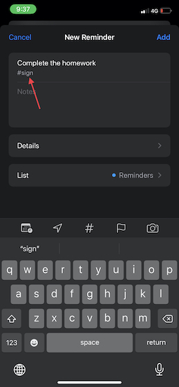 Organize reminders with tags on iOS 