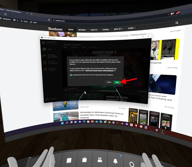 Как запустить майнкрафт в вр окулус