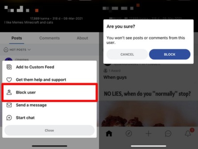 block user on reddit mobile app