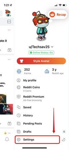 الوصول إلى إعدادات Reddit على تطبيق الهاتف المحمول