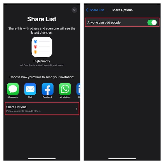 Send your Reminders List on iPhone and iPad 