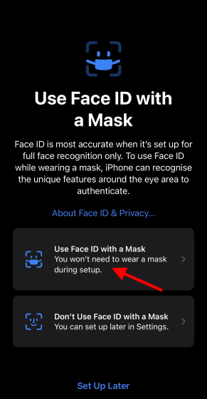 use face id with mask 