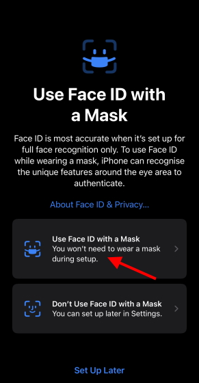 Verwenden Sie die Gesichts-ID mit Maske
