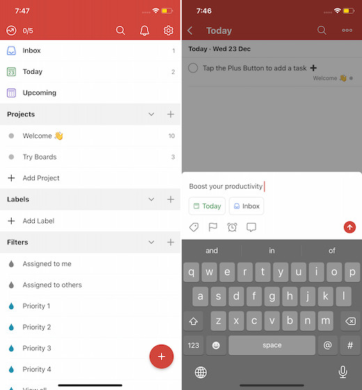 Todoist for iPhone and iPad
