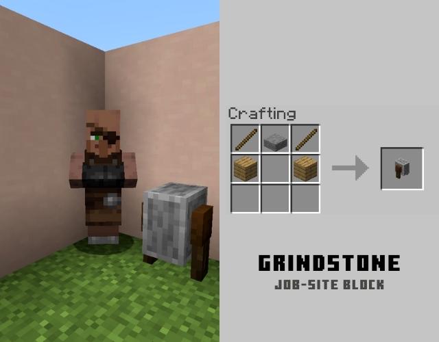 صانع أسلحة مع Grindstone في All Minecraft Villager Jobs