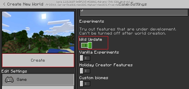 Wild Update Beta on MCPE Android