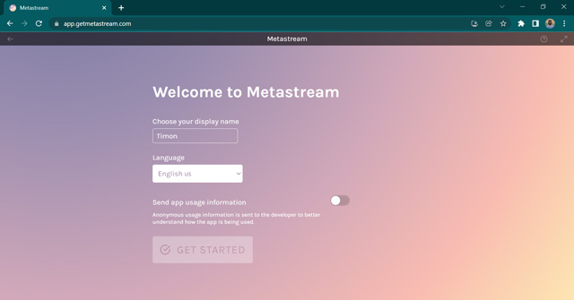 Namen auf der Metastream-Website hinzufügen