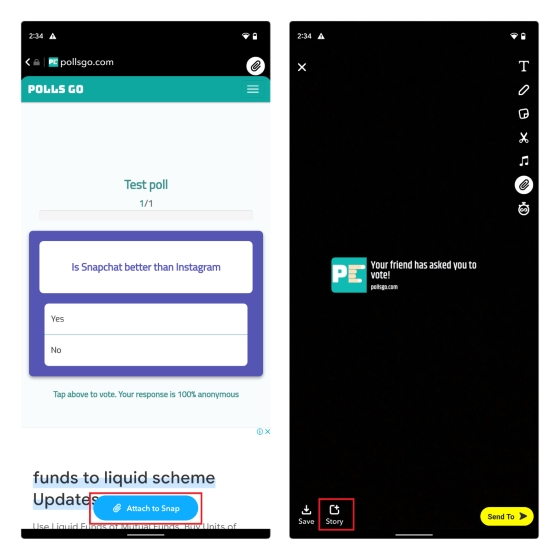 add poll to snapchat story
