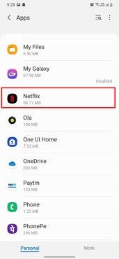 select Netflix for more details in android settings