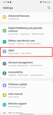 apps option in android settings